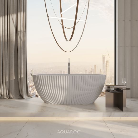 Bijou Freestanding Fluted Stone Bath 1550mm